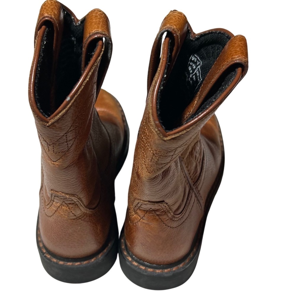Ariat Kids Brown Leather Western Roper Boots Size 12 32707C Tan Pull On - Picture 5 of 7